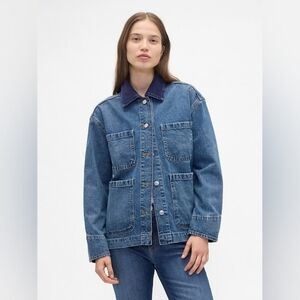 Gap Relaxed Denim Chore Jacket Medium Wash Barn Jacket